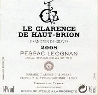 Le Clarence De Haut Brion - Pessac Leognan 2009 (12 pack bottles) (12 pack bottles)